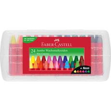 Faber-Castell - Jumbo wax crayon triangular, plastic box of 24