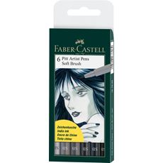 Faber-Castell - Estojo com 8 Canetas Artísticas Pitt tons de Cinza Ponta SB