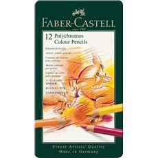 Faber-Castell - Estojo Metálico com 12 Lápis de Cor Permanentes Polychromos