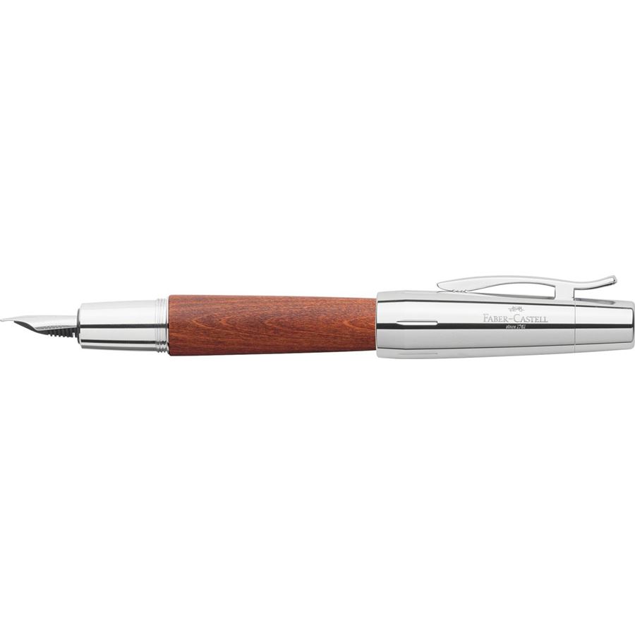 Faber-Castell - Caneta Tinteiro M e-motion Chrome&Wood Marrom Avermelhada